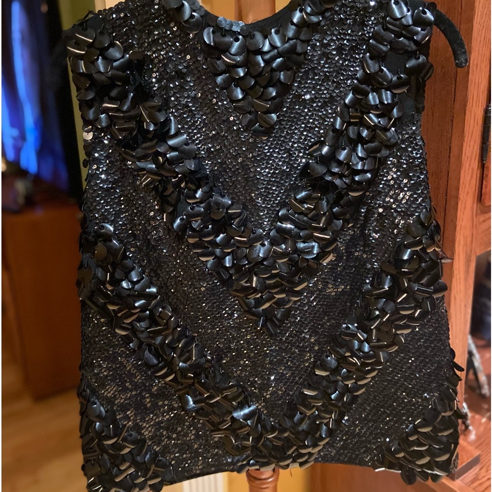 Vintage Black Sleelveless Sequin Top